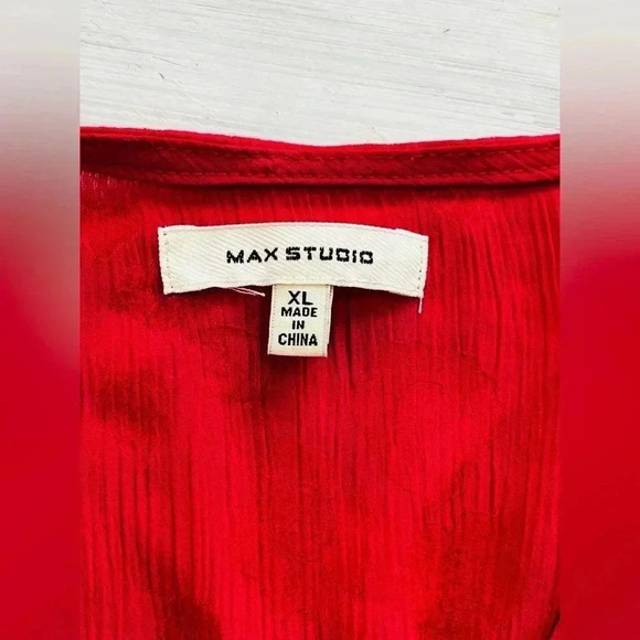 Max Studio Women's Flutter Sleeve Waist Tie Blouse in Pink Size XL NWOT $98 - Picture 7 of 11